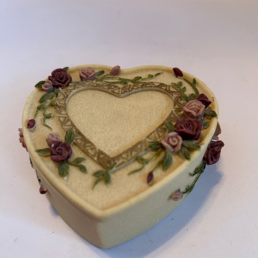 Heart-Shaped Floral Trinket Box